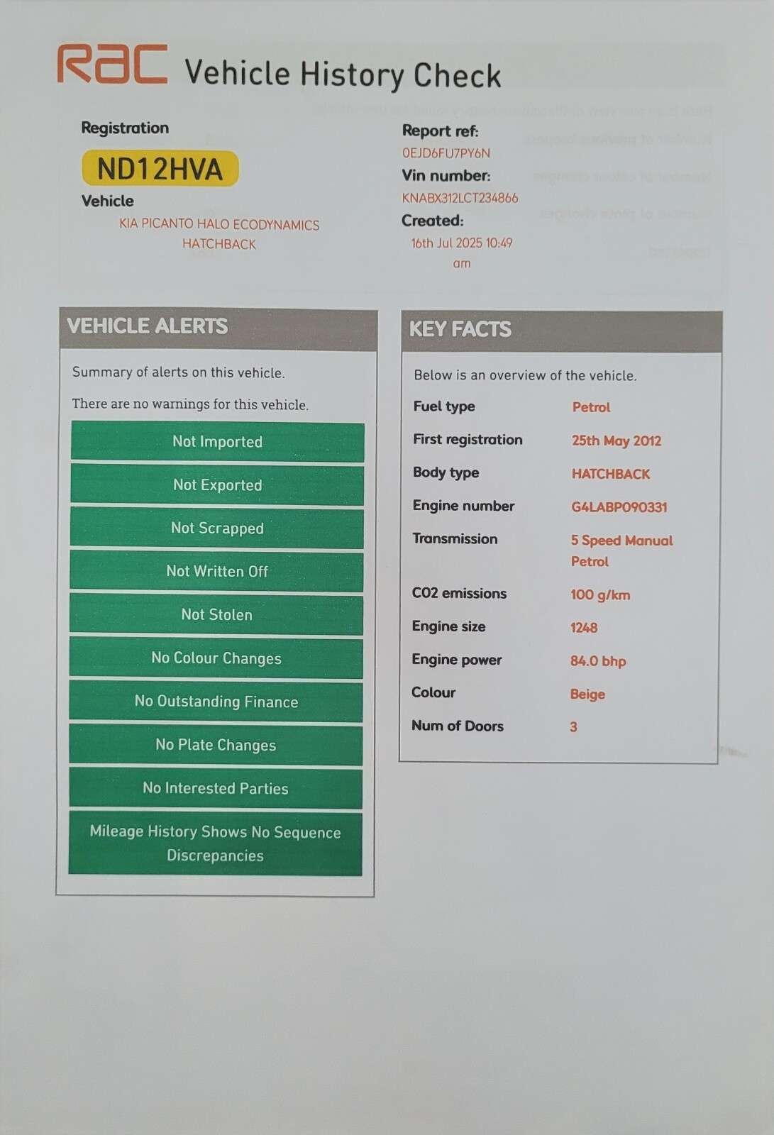 2012 KIA PICANTO 2012 KIA PICANTO