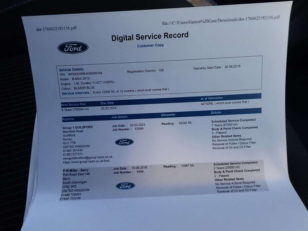 2016 FORD B-MAX 2016 FORD B-MAX